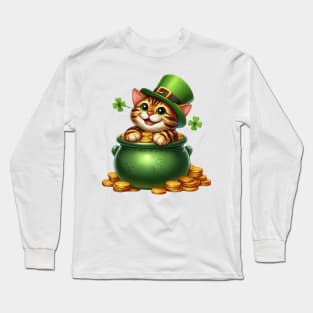 St Patricks Day Bengal Cat Long Sleeve T-Shirt